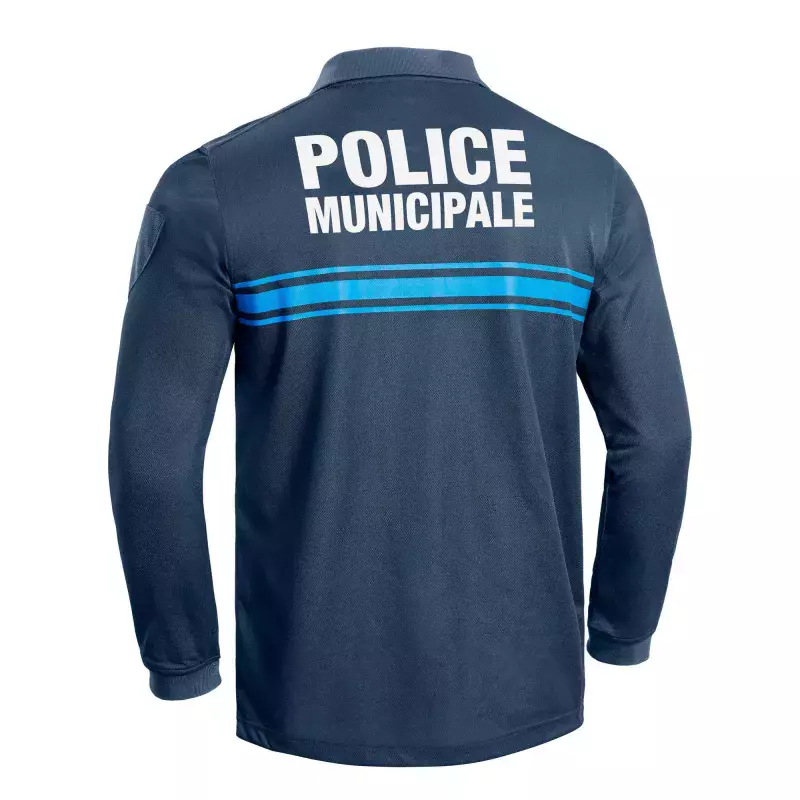 Polo Manches Longues Police Municipale P.M. One Bleu