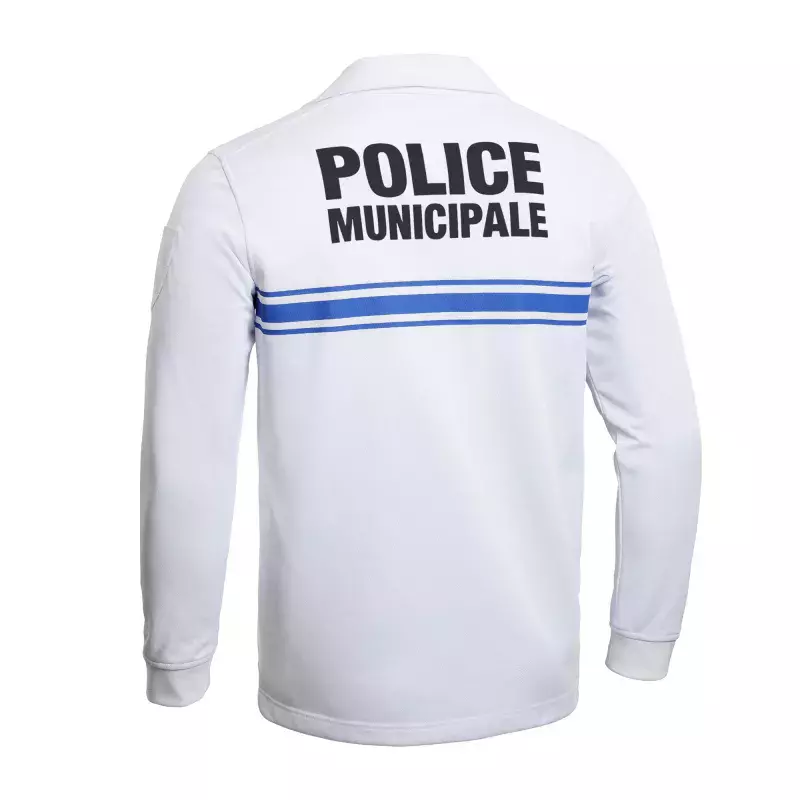 Polo Manches Longues Police Municipale P.M. One Blanc