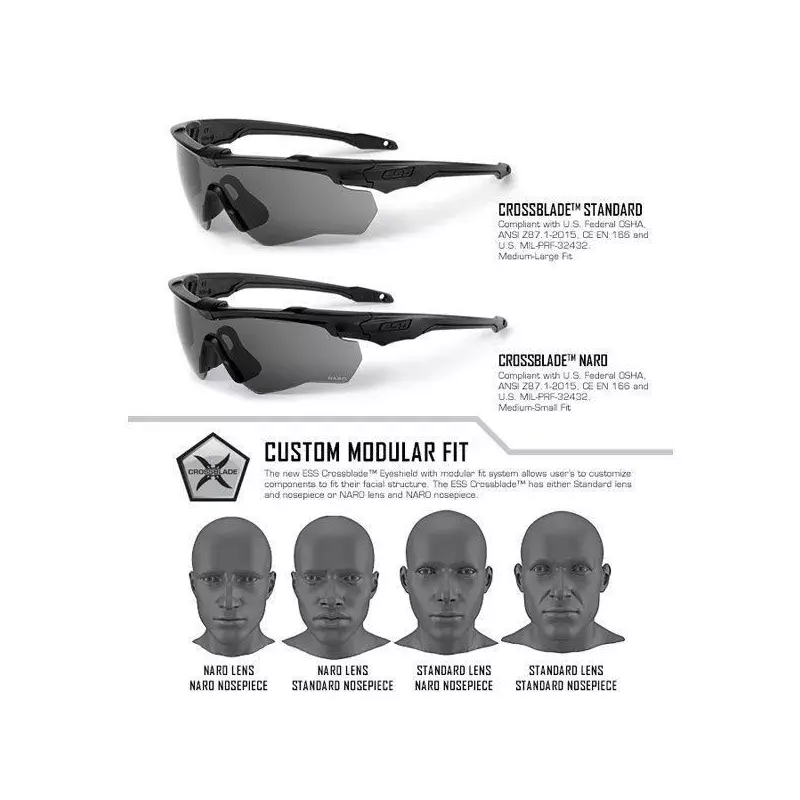 Kit Lunettes Crossblade™ Naro 2x Noires - ESS