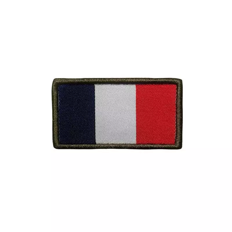 Insigne badge de nationalité français, drapeau France brodé, fond scratch  fourni
