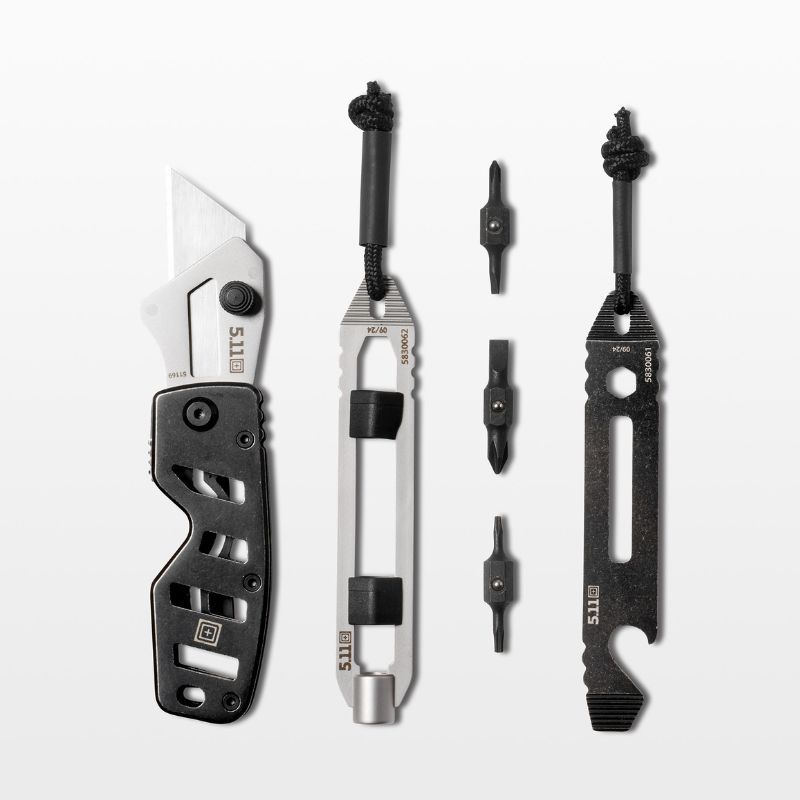 Utility Gift Set 3‑en‑1 5.11– Couteau pliant, porte-embouts, multitool