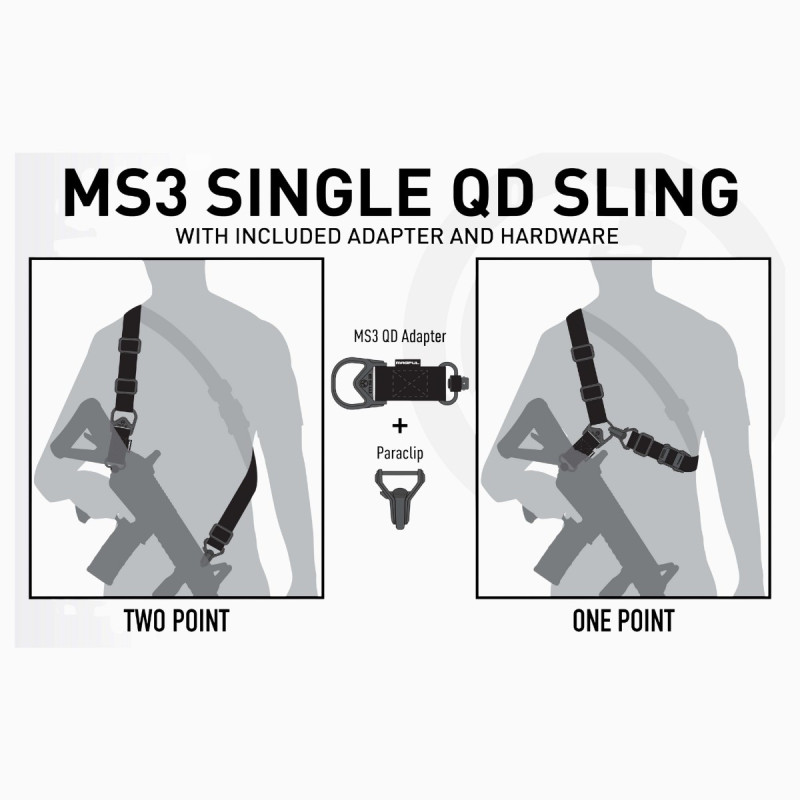 Sangle Magpul MS3 Single QD Gen2 — Conversion 1↔2 points.