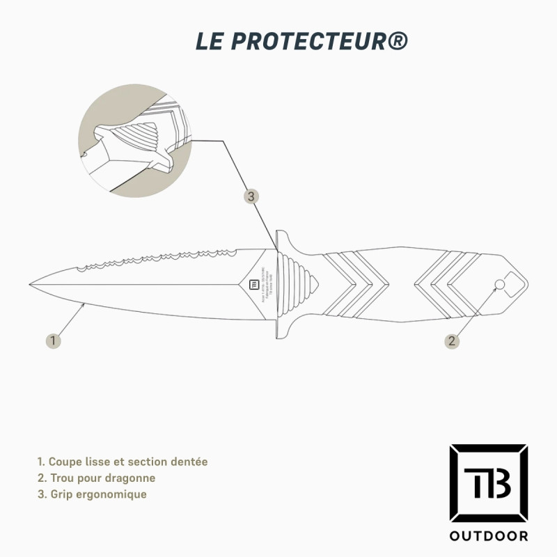 Dague Protecteur TB Outdoor – Couteau ALAT urgence