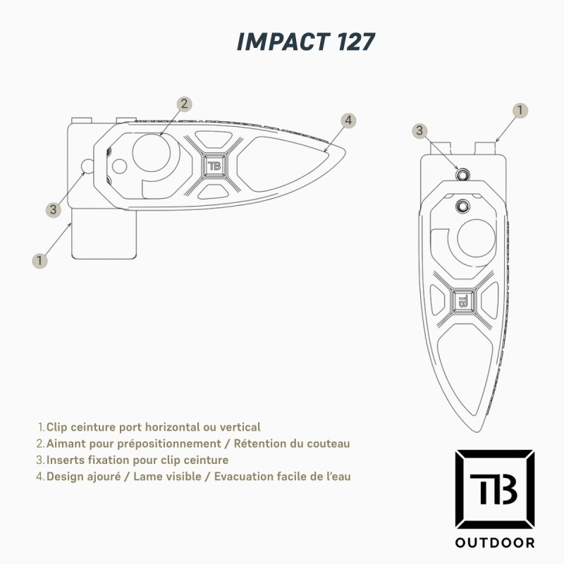 Couteau Monobloc Impact 127 TB Outdoor – léger tactique