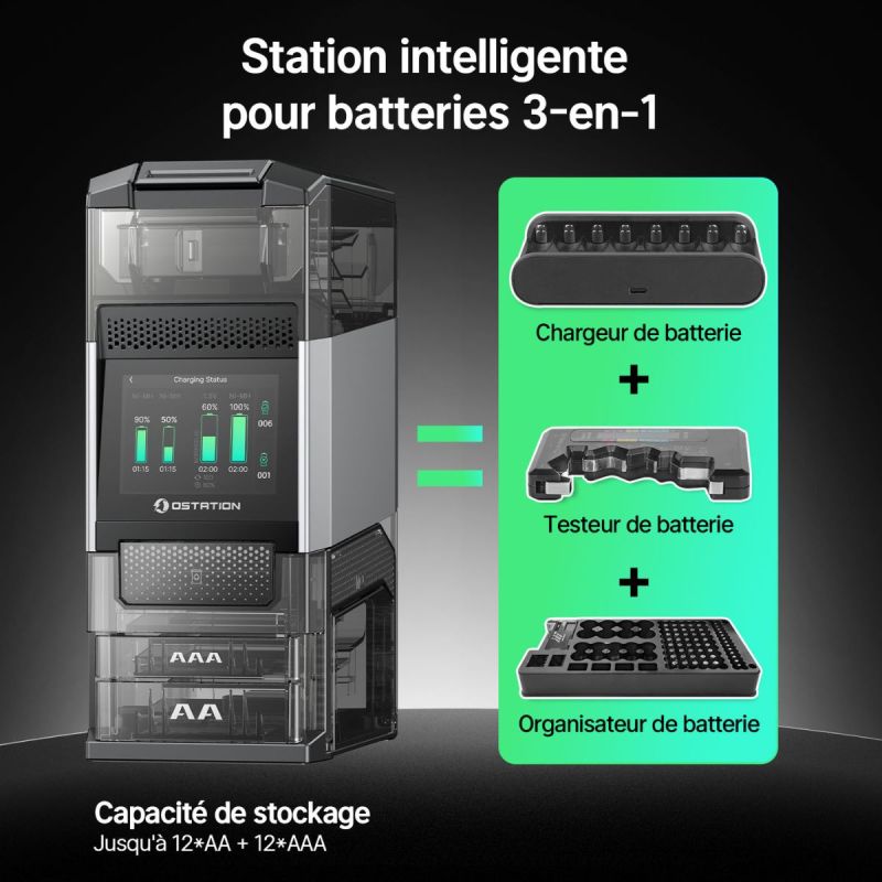 Chargeur piles Olight Ostation 2 Pro AA AAA - Station professionelle
