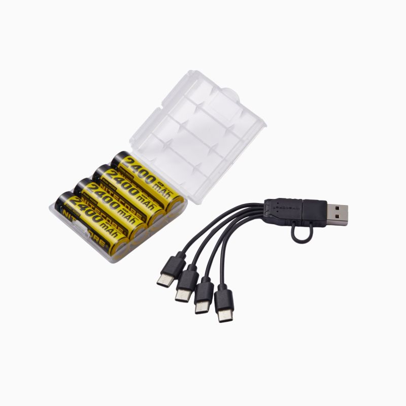 Pack de 4 piles AA Nitecore NH2400 – 2 400 mAh – USB-C
