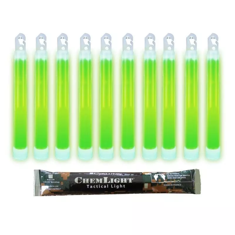 Boîte De 10 Bâtons Lumineux Cyalume – Snap Light Vert, 6 Pouces (neufs)