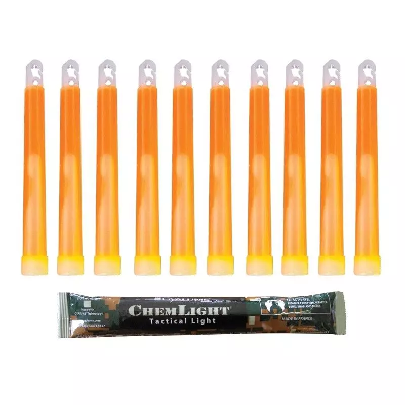 10 Bâtons Lumineux ChemLight® 6 Orange
